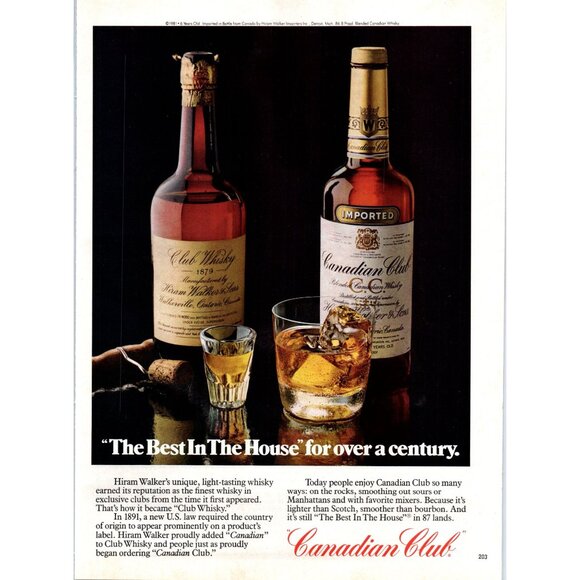 1981 Canadian Club Rye Whisky Whiskey Vintage Print Ad Best in House Wall Art - Picture 1 of 2